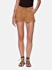 Basic Gabardine Regular Mini Brown Shorts