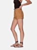 Basic Gabardine Regular Mini Brown Shorts