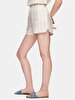 Striped Print Mini Woven Beige Shorts