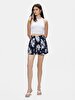 Flower Print Pattern Pompom Navy Shorts