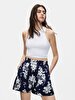 Flower Print Pattern Pompom Navy Shorts
