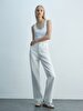 Basic Gabardine Relaxed White Trousers