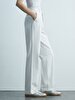 Basic Gabardine Relaxed White Trousers