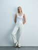 Basic Gabardine Relaxed White Trousers