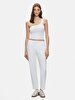 Basic Waist Elastic Loose White Trousers
