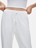 Basic Waist Elastic Loose White Trousers