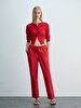 Basic Elastic Woven Red Trousers