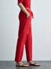 Basic Elastic Woven Red Trousers