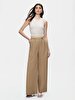 Basic Woven Geni̇ş Paça Beige Trousers