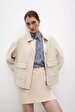Long Sleeve With Hood Beige Jacket