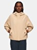 Long Sleeve With Hood Relaxed Beige Jacket