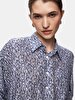 Pattern Relaxed Long Sleeve Blue Shirt