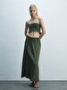 Basic Crop Spaghetti Strap Green Blouse