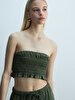 Basic Crop Spaghetti Strap Green Blouse