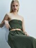 Basic Crop Spaghetti Strap Green Blouse