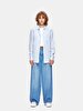 Textured Relaxed Long Sleeve Blue Shirt