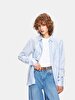 Textured Relaxed Long Sleeve Blue Shirt