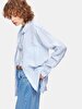 Textured Relaxed Long Sleeve Blue Shirt