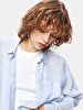 Textured Relaxed Long Sleeve Blue Shirt