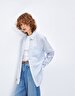 Textured Relaxed Long Sleeve Blue Shirt