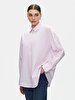 Pompom Striped Print Crop Long Sleeve Pink Shirt