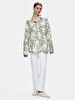 Linen Look Flower Print Pattern Shirt