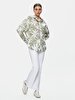 Linen Look Flower Print Pattern Shirt