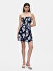 Flower Print Mini Navy Dress