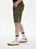 Basic Gabardine Regular Cargo Green Shorts