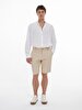 Linen Look Regular Midi Beige Shorts