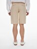 Linen Look Regular Midi Beige Shorts