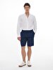 Linen Look Regular Midi Navy Shorts