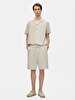 Basic Textured Gabardine Beige Shorts