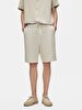 Basic Textured Gabardine Beige Shorts