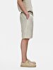 Basic Textured Gabardine Beige Shorts