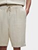Basic Textured Gabardine Beige Shorts