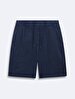 Basic Textured Gabardine Navy Shorts