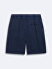 Basic Textured Gabardine Navy Shorts