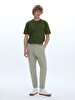 Düz Paça Linen Look Green Trousers