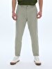 Düz Paça Linen Look Green Trousers