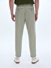 Düz Paça Linen Look Green Trousers