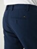Düz Paça Linen Look Navy Trousers