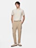 Gabardine Regular Cargo Beige Trousers