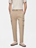 Gabardine Regular Cargo Beige Trousers
