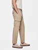 Gabardine Regular Cargo Beige Trousers