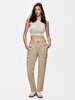 Gabardine Regular Cargo Beige Trousers