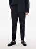 Düz Paça Linen Look Jogger Navy Trousers