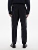 Düz Paça Linen Look Jogger Navy Trousers