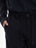 Düz Paça Linen Look Jogger Navy Trousers