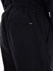 Düz Paça Linen Look Jogger Navy Trousers
